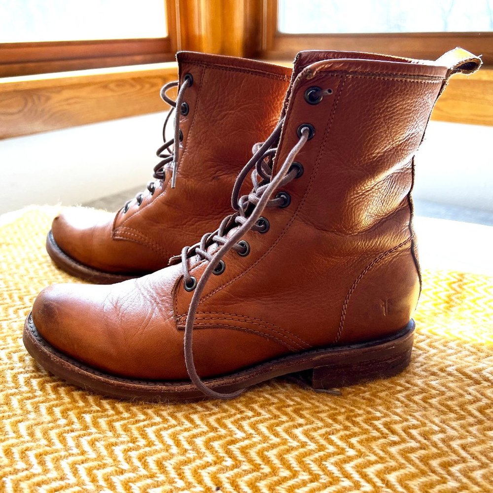 Frye brown leather Veronica combat boot